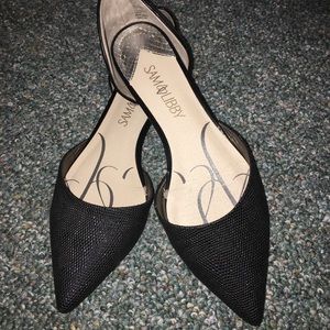 Sam & Libby black D’orsay pointed flats